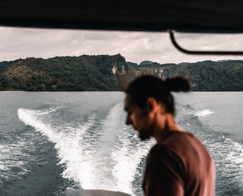 person cruising on the water
