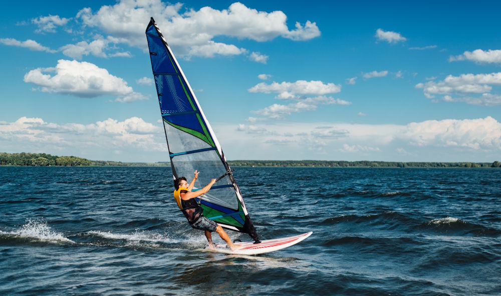 windsurfing on the water