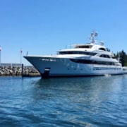 yacht parked at Van Isle Marina