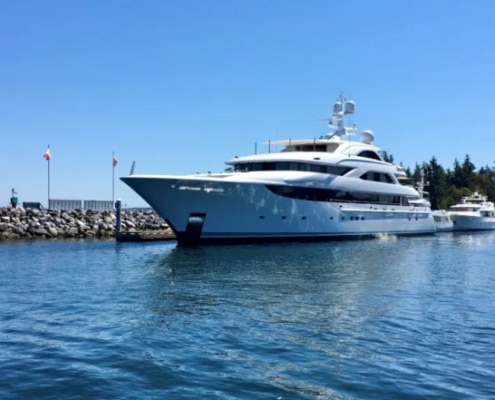 yacht parked at Van Isle Marina