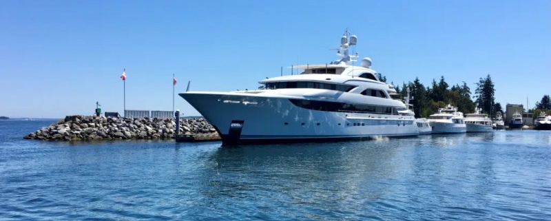 yacht parked at Van Isle Marina