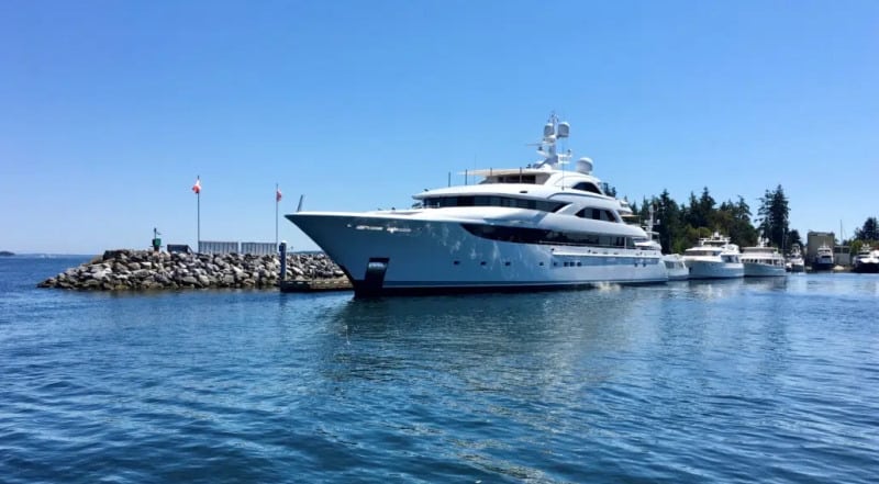 yacht parked at Van Isle Marina