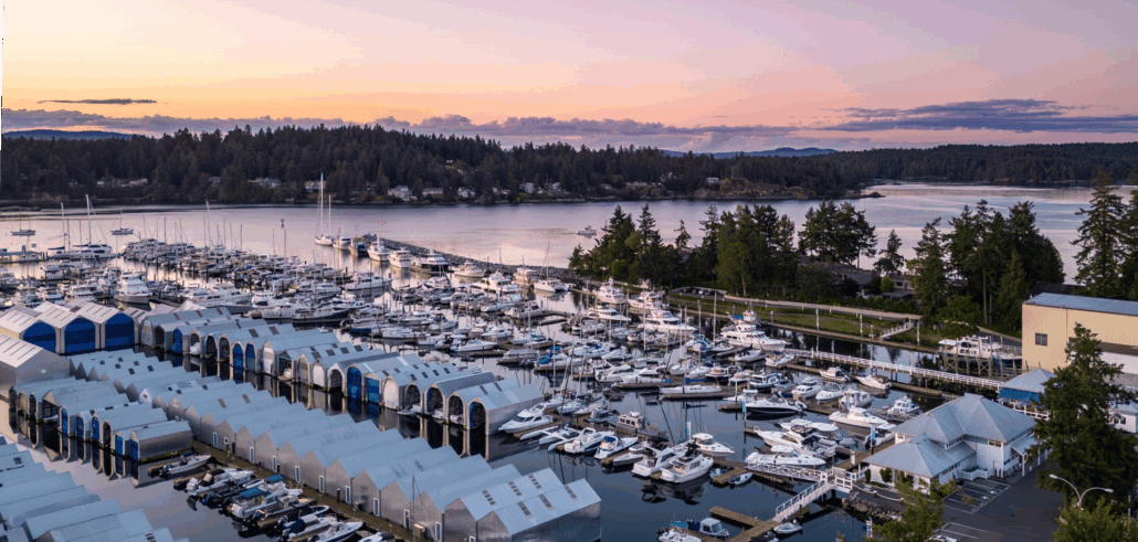 Van Isle Marina at sunset