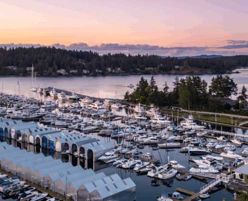 Van Isle Marina at sunset