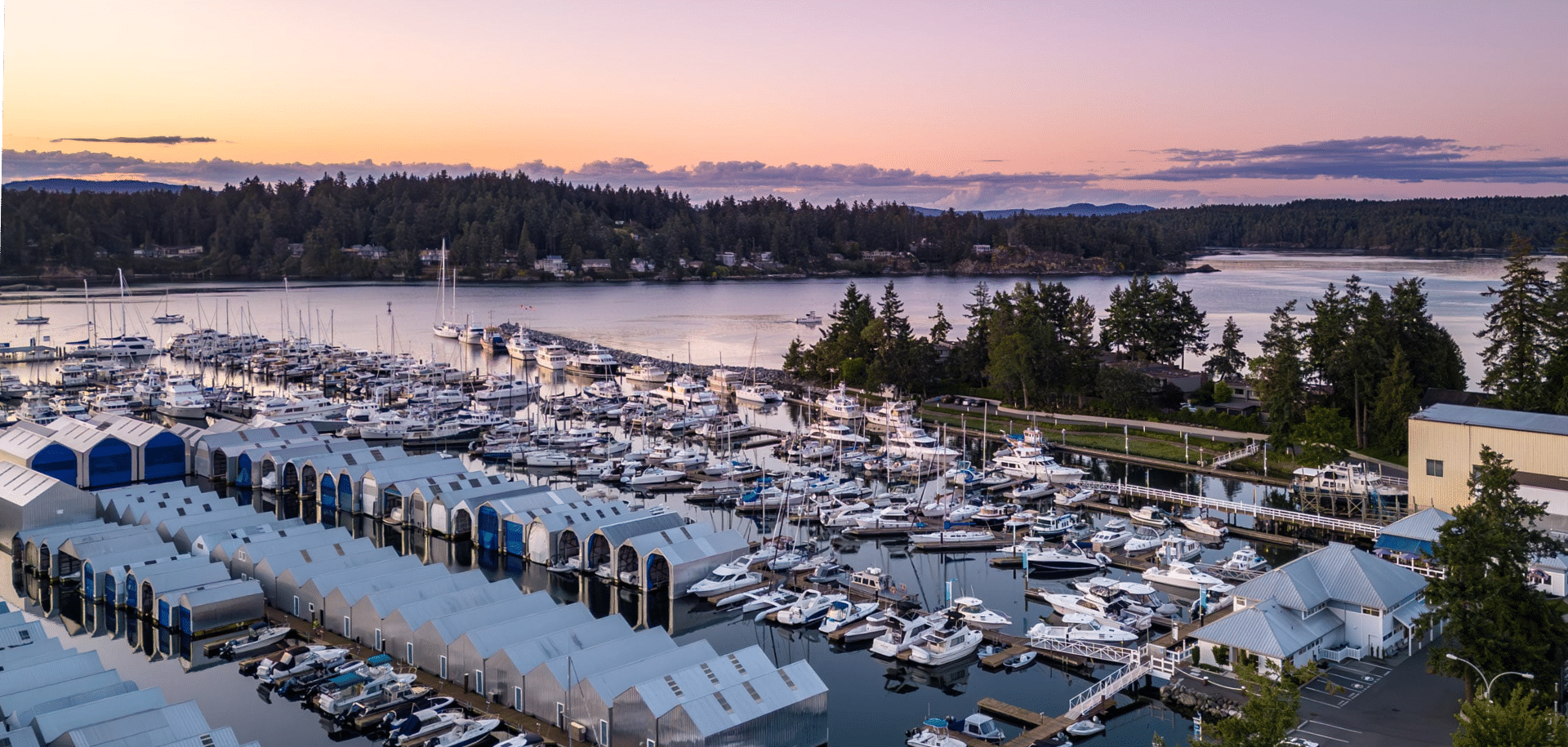 Van Isle Marina at sunset