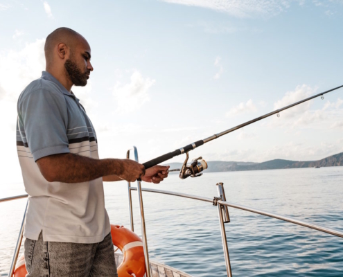 fishing off a boat