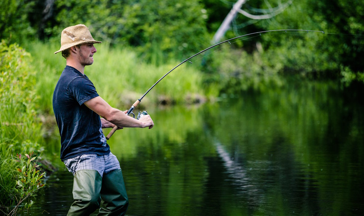 fishing in a creek
