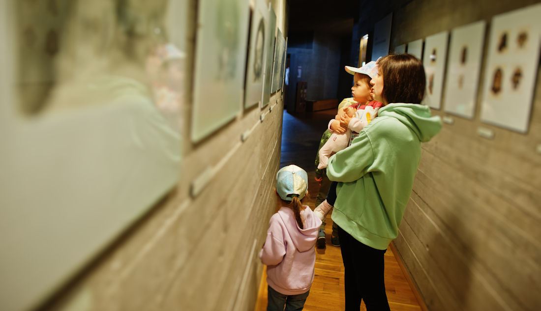 mother with kids at museum