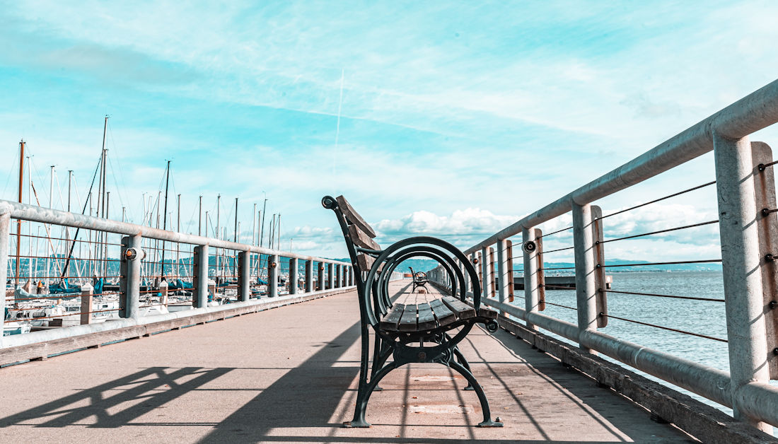 benches on the pier