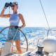 using binoculars on boat