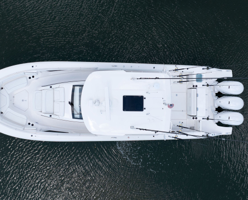 overhead view of boat