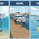 the difference between anchoring, docking and mooring