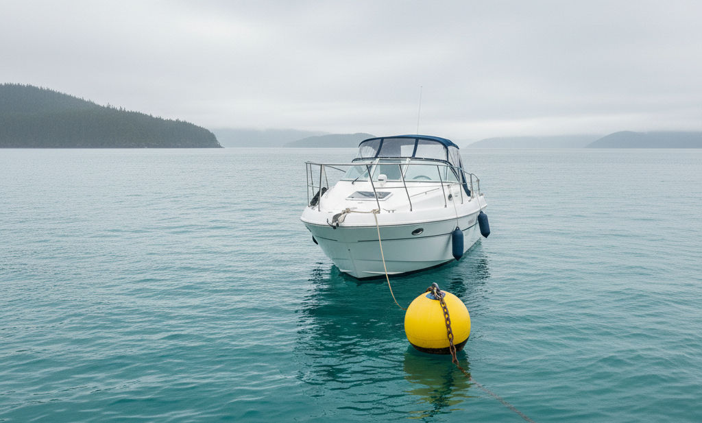 mooring boat on the open water