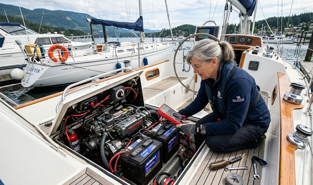 checking boat battery