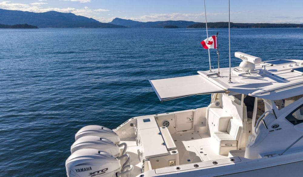 Pursuit boat with Canada flag